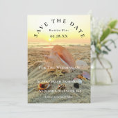 Nautical Starfish Name Beach Sunset Save the Date Kaart (Staand voorkant)