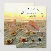 Nautical Starfish Name Beach Sunset Save the Date Kaart (Voorkant / Achterkant)