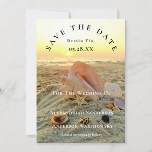 Nautical Starfish Name Beach Sunset Save the Date Kaart