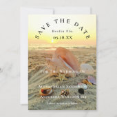Nautical Starfish Name Beach Sunset Save the Date Kaart (Voorkant)