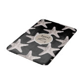 Nautical Starfish Pattern Black Beige Monogram Badmat (Gekanteld)