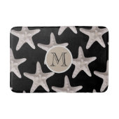 Nautical Starfish Pattern Black Beige Monogram Badmat (Voorkant)