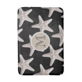 Nautical Starfish Pattern Black Beige Monogram Badmat (Voorkant Verticaal)