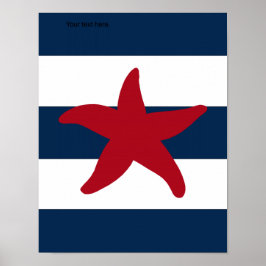 Nautical Starfish print rood, marjoin en wit