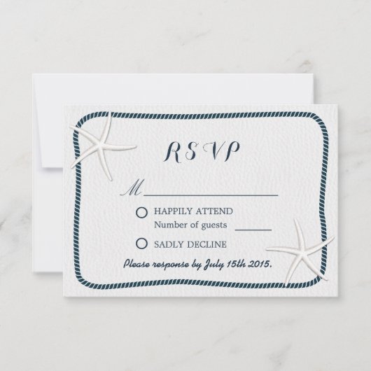 Nautical Starfish & Twine Lijst Wedding RSVP (Voorkant)