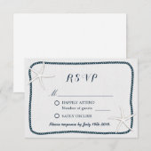 Nautical Starfish & Twine Lijst Wedding RSVP Kaartje (Voorkant / Achterkant)