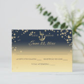 Nautical Starry Sky Twinkle Huwelijksreactie RSVP Kaartje (Staand voorkant)
