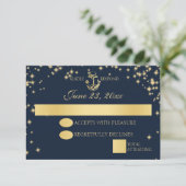 Nautical Starry Sky Twinkle Huwelijksreactie RSVP Kaartje (Staand voorkant)