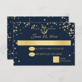 Nautical Starry Sky Twinkle Huwelijksreactie RSVP Kaartje (Voorkant / Achterkant)