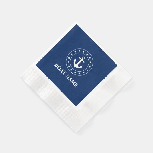 Nautical Stars Anker Navy Blue Boot Naam servetten (Hoek)