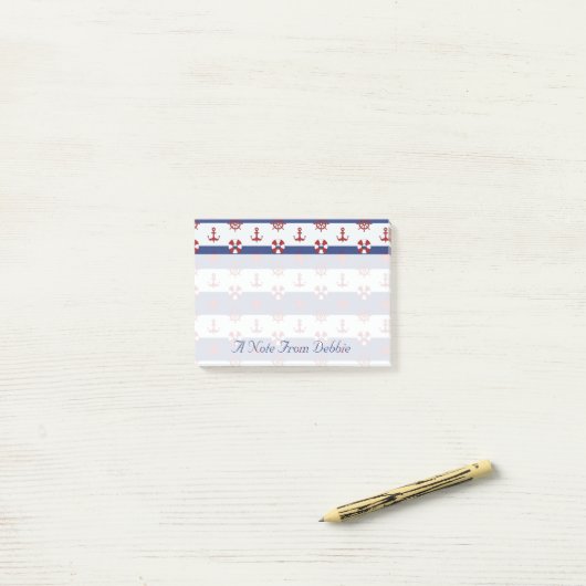 Nautical Stars & Stripes Patroon | Jouw namen toev Post-it® Notes (Op bureau)