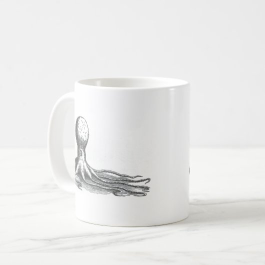 Nautical steampink  octopus book tekening koffiemok (Voorkant links)