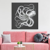 Nautical Steampunk Octopus  Kraken Draken Drawing Canvas Afdruk (Insitu (Woonkamer))