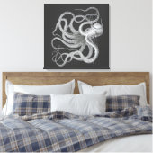 Nautical Steampunk Octopus Kraken Draken Drawing Canvas Afdruk (Insitu (Slaapkamer))