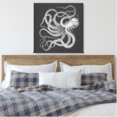 Nautical Steampunk Octopus Kraken Draken Drawing Canvas Afdruk (Insitu (Slaapkamer))