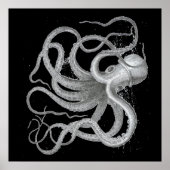 Nautical Steampunk Octopus  Kraken Draken Drawing Poster (Voorkant)