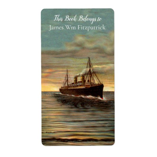  Nautical Steamship Oceanic Art Bookplate Etiket (Voorkant)