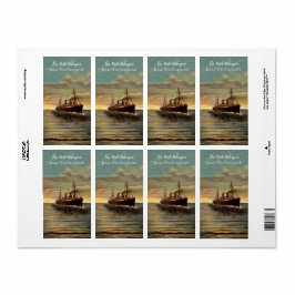  Nautical Steamship Oceanic Art Bookplate Etiket
