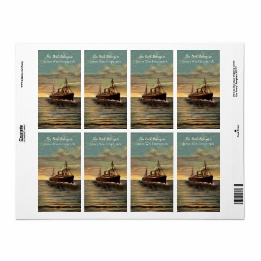  Nautical Steamship Oceanic Art Bookplate Etiket (Full Sheet)