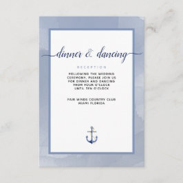 #Nautical Steel Blue Waterverf #Wedding Details Informatiekaartje