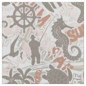 Nautical Strand Collage Taupe ID840 Stof (Close Up)