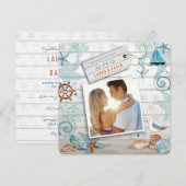 Nautical Strand | Trouwfoto uitnodiging (Voorkant / Achterkant)