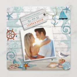 Nautical Strand | Trouwfoto uitnodiging