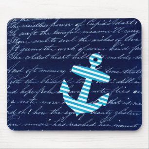 Nautical Stripe anchor handschrift Muismat