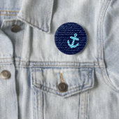 Nautical Stripe anchor handschrift Ronde Button 5,7 Cm (In situ)