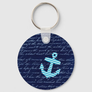 Nautical Stripe anchor handschrift Sleutelhanger