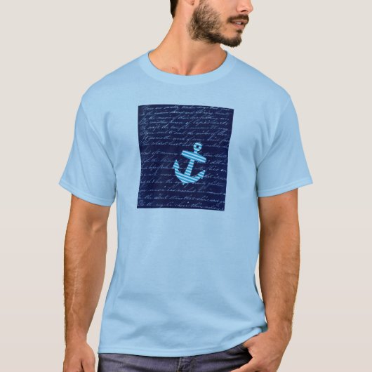 Nautical Stripe anchor handschrift T-shirt (Voorkant)