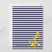 Nautical Stripe Anchor Yellow & Navy Baby shower Kaart (Achterkant)