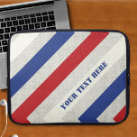 Nautical Stripe laptophoes Laptop Sleeve<br><div class="desc">Deze vette,  vette,  gevlekte laptophoes is klaar voor uw persoonlijke tekst. Creëer in rood,  wit,  jaloers en grijs met een stencil stijllettertype om de blik aan te vullen. Kies uw grootte in het dropdown menu.</div>