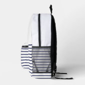 Nautical Stripe Navy Blue Stylish Modern Modern Bedrukte Rugzak (Rechts)