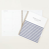 Nautical Stripe Navy Blue Stylish Modern Modern Planner (Display)