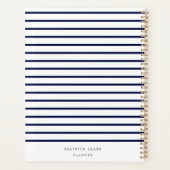 Nautical Stripe Navy Blue Stylish Modern Modern Planner (Achterkant)