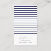 Nautical Stripe Navy Blue Stylish Modern Modern Visitekaartje (Achterkant)