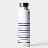 Nautical Stripe Navy Blue Stylish Modern Wa Waterfles (Links)