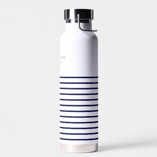 Nautical Stripe Navy Blue Stylish Modern Wa Waterfles (Links)