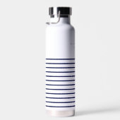 Nautical Stripe Navy Blue Stylish Modern Wa Waterfles (Rechts)