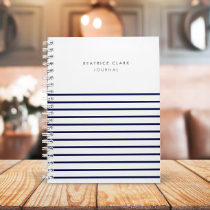Nautical Stripe Navy Blue Stylish Trendy Journal Notitieboek