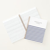 Nautical Stripe Navy Blue Stylish Trendy Journal Notitieboek (Binnen)