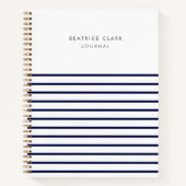 Nautical Stripe Navy Blue Stylish Trendy Journal Notitieboek (Voorkant)