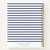 Nautical Stripe Navy Blue Stylish Trendy Journal Notitieboek (Achterkant)