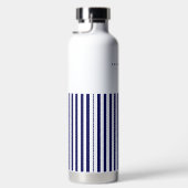 Nautical Stripe Navy Blue Trendy Simple Stijlvol Waterfles (Rechts)