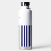 Nautical Stripe Navy Blue Trendy Simple Stijlvol Waterfles (Links)