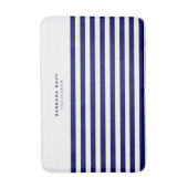 Nautical Stripe Navy Blue Trendy Stylish 8 Stripes Badmat (Voorkant Verticaal)