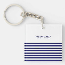 Nautical Stripe Navy Blue Trendy Stylish 8 Stripes Sleutelhanger