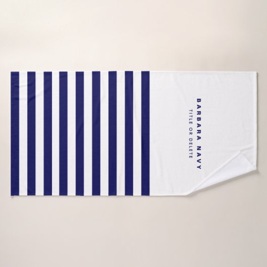 Nautical Stripe Navy Blue Trendy Stylish 9 Stripes Badhanddoek (Badhanddoek)