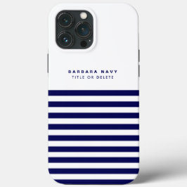 Nautical Stripe Navy Blue Trendy Stylish 9 Stripes Case-Mate iPhone Case